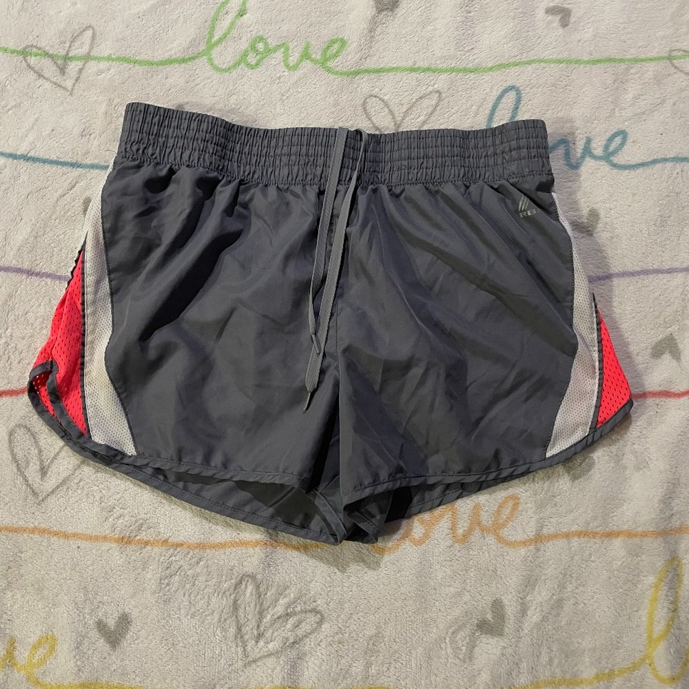 RBX Performance Gray Pink Athletic Workout Running Shorts Womans sz Large